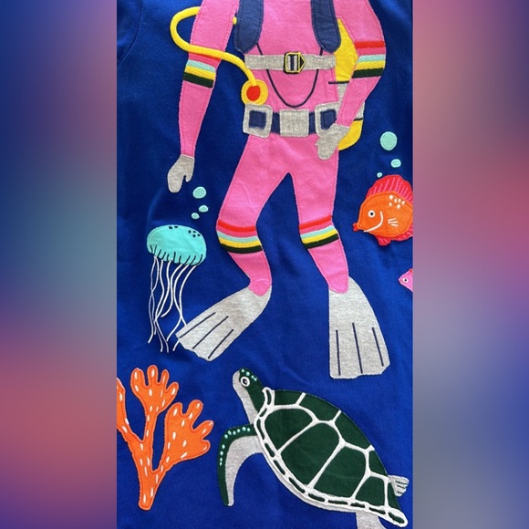 Mini Boden diver / sea life appliqué dress size 7-8 - Picture 2 of 2